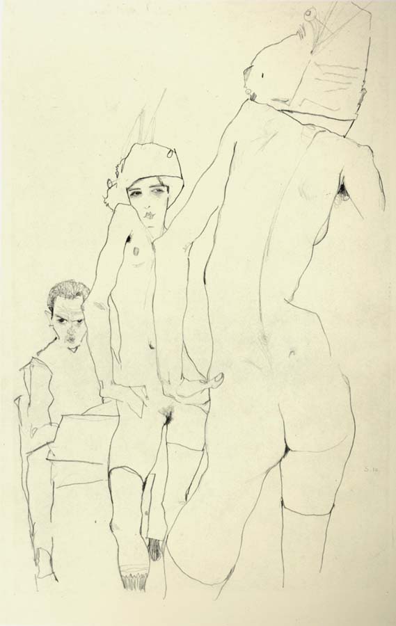 Egon Schiele Schiele Drawing a Nude Model before a Mirror